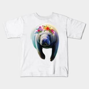 Mantatee Flower Crown Kids T-Shirt